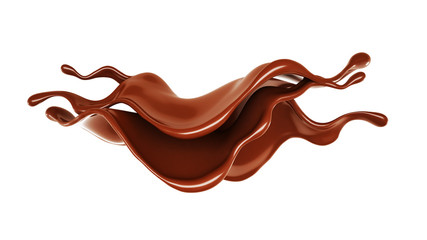 A splash of chocolate. 3d illustration, 3d rendering.