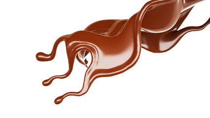 A splash of chocolate. 3d illustration, 3d rendering.