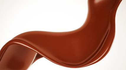 A splash of chocolate. 3d illustration, 3d rendering.