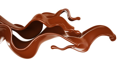 A splash of chocolate. 3d illustration, 3d rendering.