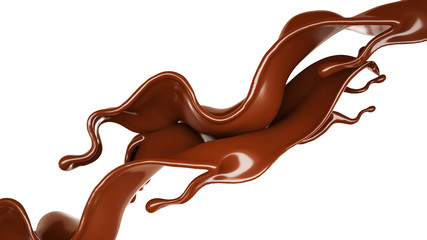 A splash of chocolate. 3d illustration, 3d rendering.