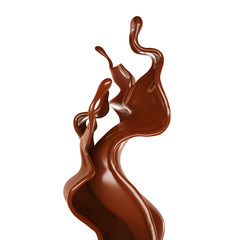 A splash of chocolate. 3d illustration, 3d rendering.