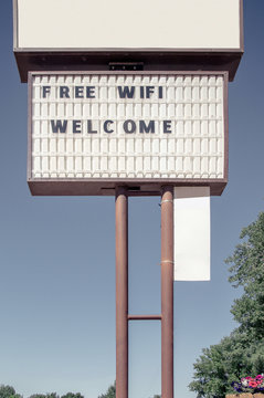 Sign  saying Welcome, Free Wifi