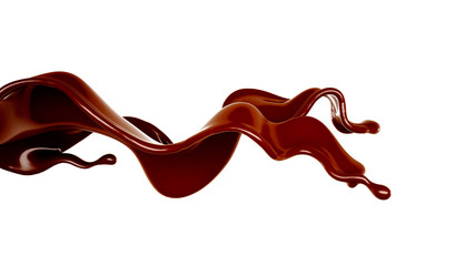 A splash of chocolate. 3d illustration, 3d rendering.