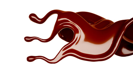 A splash of chocolate. 3d illustration, 3d rendering.