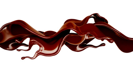 A splash of chocolate. 3d illustration, 3d rendering.