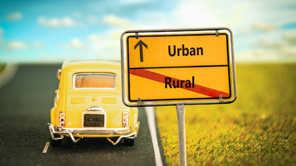 Fototapeta premium Street Sign Urban versus Rural