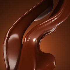 A splash of chocolate on a brown background. 3d illustration, 3d rendering.