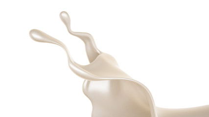 Splash of a light liquid on a white background. 3d illustration, 3d rendering.