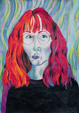Watercolour portrait of a woman