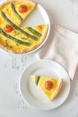 Open pie with asparagus