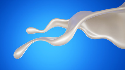 A splash of milk on a blue background. 3d illustration, 3d rendering.