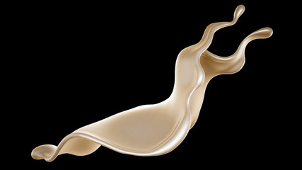 A splash of milk on a black background. 3d illustration, 3d rendering.