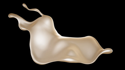 A splash of milk on a black background. 3d illustration, 3d rendering.