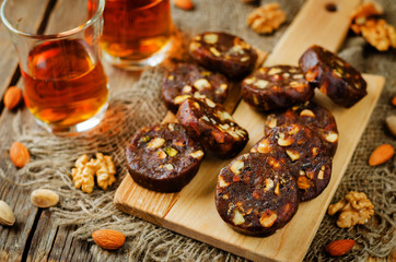 Dates and nuts roll. Indian sweets. Khajoor Katri