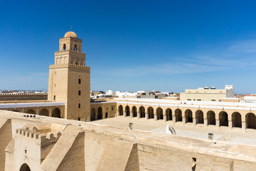 Fototapeta premium Landscape of the Great Mosque in Kairouan, Tunisia.