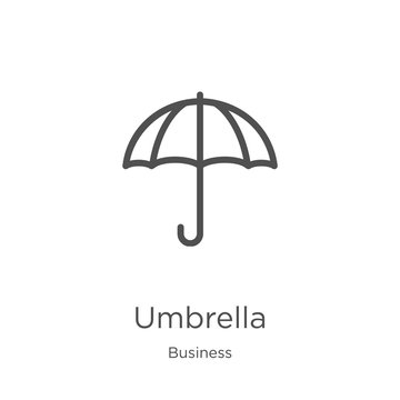 umbrella icon vector from business collection. Thin line umbrella outline icon vector illustration. Outline, thin line umbrella icon for website design and mobile, app development.