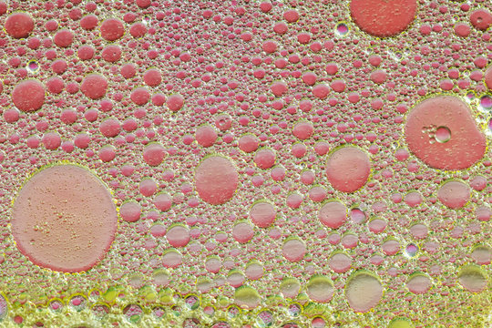 Close up of pink and yellow bubbles