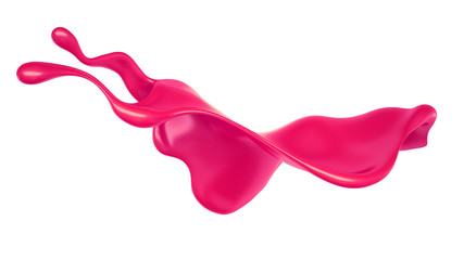 A splash of pink paint on a white background. 3d illustration, 3d rendering.