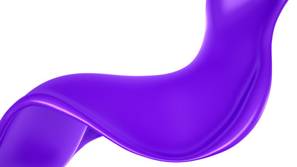 Splash of a purple paint on a white background. 3d illustration, 3d rendering.
