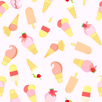 Seamless pattern with sweet ice cream.