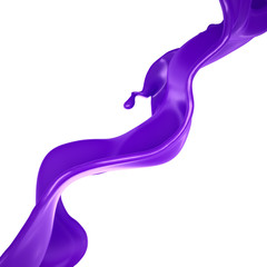 Splash of a purple paint on a white background. 3d illustration, 3d rendering.