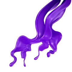 Fototapeta premium Splash of a purple paint on a white background. 3d illustration, 3d rendering.