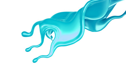A splash of turquoise paint on a white background. 3d illustration, 3d rendering.