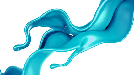 A splash of turquoise paint on a white background. 3d illustration, 3d rendering.