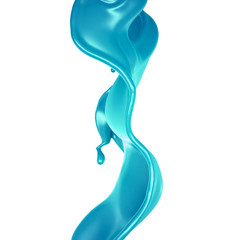 A splash of turquoise paint on a white background. 3d illustration, 3d rendering.