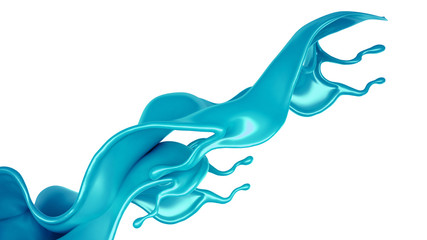 A splash of turquoise paint on a white background. 3d illustration, 3d rendering.