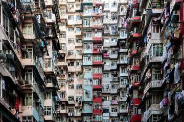 Residencial buildings facades in Hong Kong
