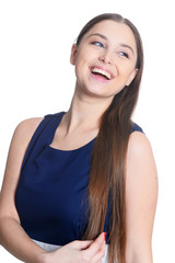 Portrait of beautiful young woman with long hair