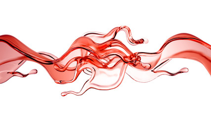 A splash of wine on a white background. 3d illustration, 3d rendering.