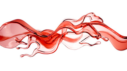 A splash of wine on a white background. 3d illustration, 3d rendering.