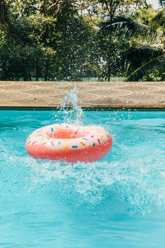Pink inflatable donut