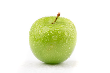 fresh and green plum on white background