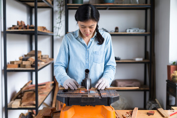 Female carpenter working