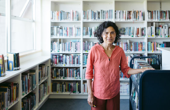 Librarian Portrait In Highschool Library