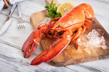 whole boiled lobster image