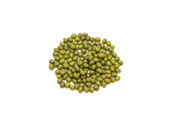 The small amount, a pile, of mungo beans isolated on a white background. 