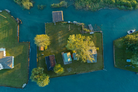 Houses in the St. Clair River Estuary, Michigan