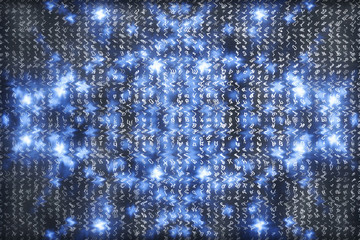 Blue matrix digital background. Abstract cyberspace concept. Characters fall down. Matrix from symbols stream. Virtual reality design. Complex algorithm data hacking. Cyan digital sparks.