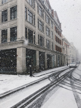 Central London under a blanket of snow