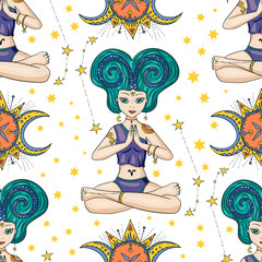 Zodiac Girl Vector Sign.