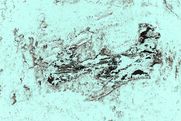 Vintage cyan background. Rough painted wall of hazel color. Imperfect plane of brown colored. Uneven old decorative toned backdrop of blue tint. Texture of azure hue. Ornamental stony surface.