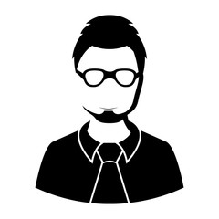 Isolated male avatar icon with glasses and beard - Vector