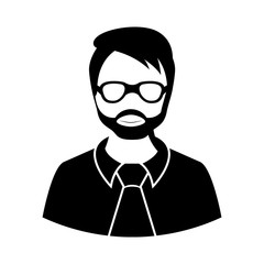 Isolated male avatar icon with glasses and beard - Vector