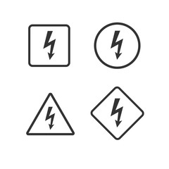 High voltage attention icon. Electric danger symbol. Flat Vector illustration. Vector attention sign with exclamation mark icon. Risk sign vector illustration.