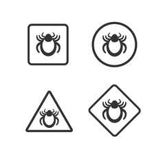 Ticks warning mite bug sign. Encephalitis parasite icon. Beetle tick danger crossed sign vector flat icon. Tick mite bug Attention symbol. Forbidden sign